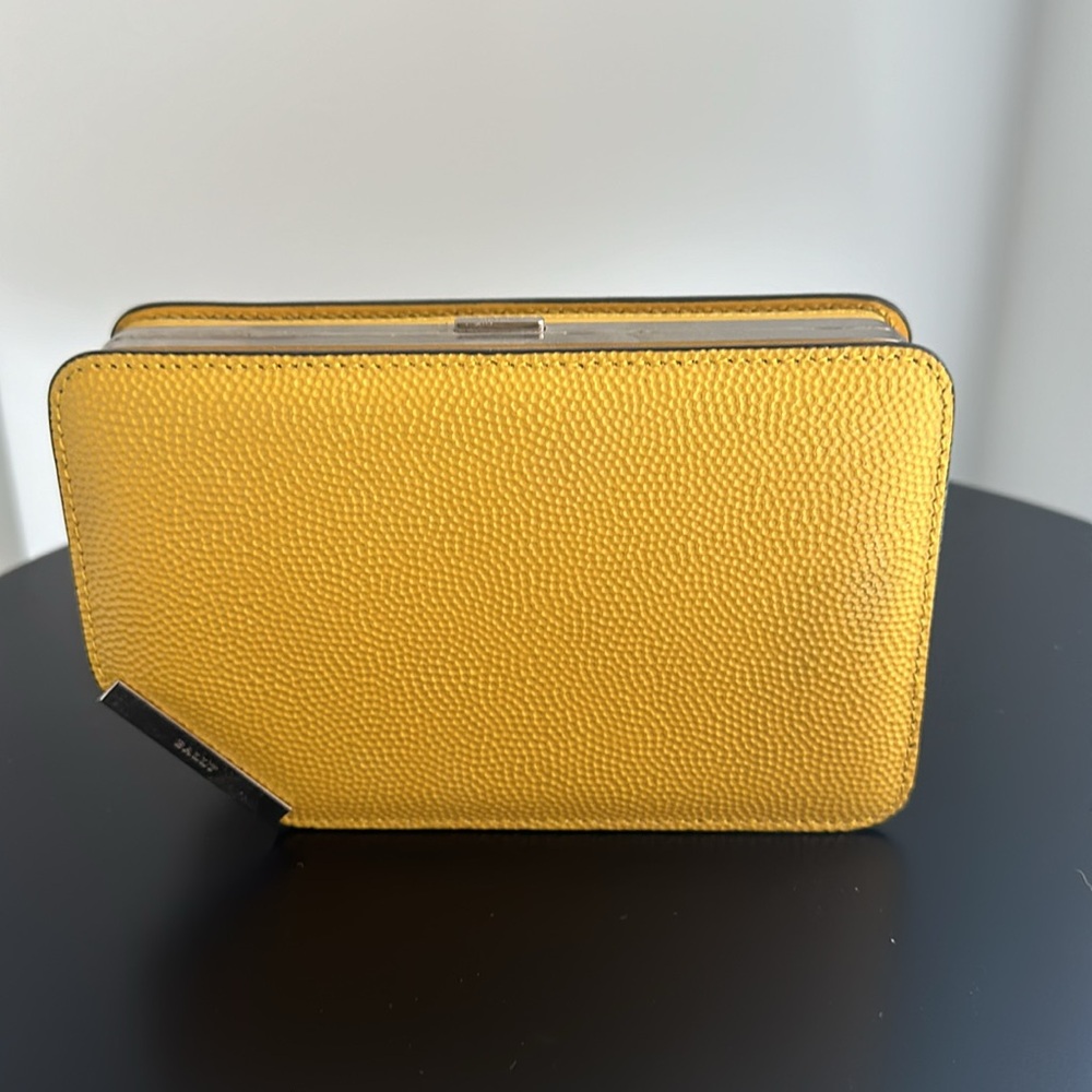 Bally Corner Yellow Leather Clutch Bag